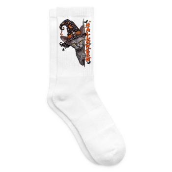 Sphinx Katze Hexenhut Halloween Design - Tennissocken - Weiß - Rechts