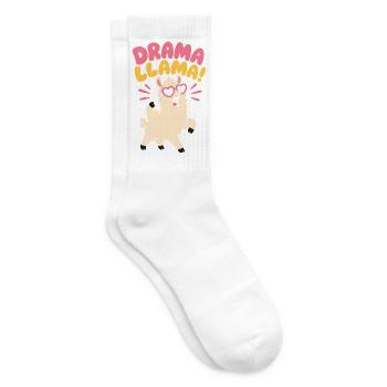 Drama Llama – Lustiges Lama mit Herzbrille - Tennissocken - Weiß - Rechts