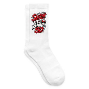 Schlitten, es ist nicht so lustig, Weihnachtsfestliches Wortspiel. - Tennissocken - Weiß - Rechts