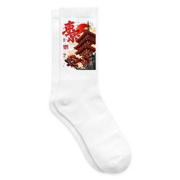 Tokyo Tempel Pagode Japan Streetwear - Tennissocken - Weiß - Rechts