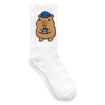 Pixel Capybara Kurier - Chillige Lieferung - Tennissocken - Weiß - Rechts