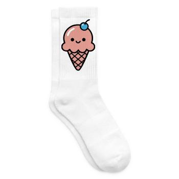 Kawaii Eiswaffel Gesicht Icon - Tennissocken - Weiß - Rechts