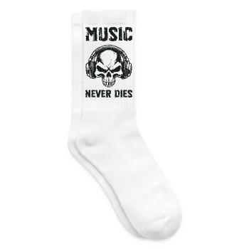 Musik stirbt nie, Totenkopfhörer, Grunge (Schwarz) - Tennissocken - Weiß - Rechts