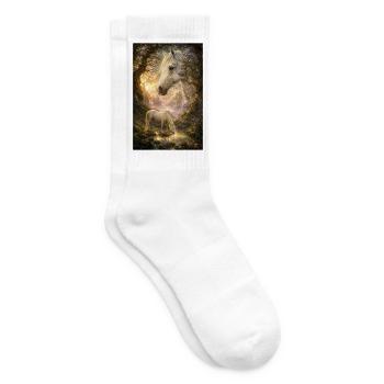 Weißes Pferd an geheimer Waldquelle - Tennissocken - Weiß - Rechts