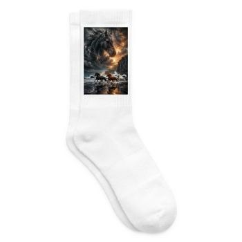 Pferde an Sturmküste Schwarzer Sand - Tennissocken - Weiß - Rechts