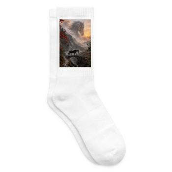 Nebel Pferd auf Bergbrücke - Tennissocken - Weiß - Rechts