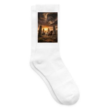 Wilde Pferde im Steinkreis - Tennissocken - Weiß - Rechts