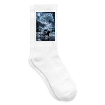 Meeresgeist Pferde an Felsenküste - Tennissocken - Weiß - Rechts