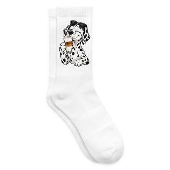 Dalmatiner mit Latte Macchiato - Tennissocken - Weiß - Rechts