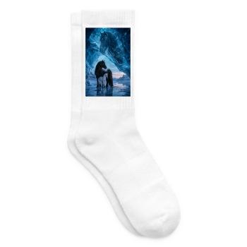Schwarze Stute in der Eishöhle - Tennissocken - Weiß - Rechts