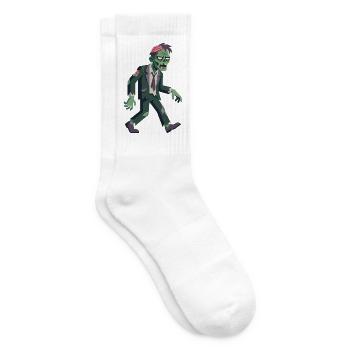 Zombie im zerfetzten Anzug läuft mit freiliegendem Gehirn - Tennissocken - Weiß - Rechts