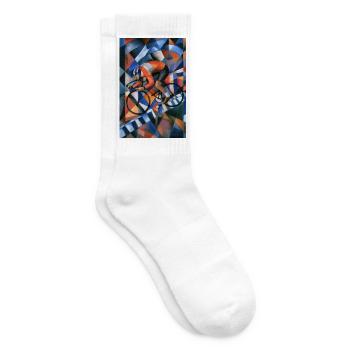 Fahrrad Kunst – abstrakter Rennradfahrer - Tennissocken - Weiß - Rechts