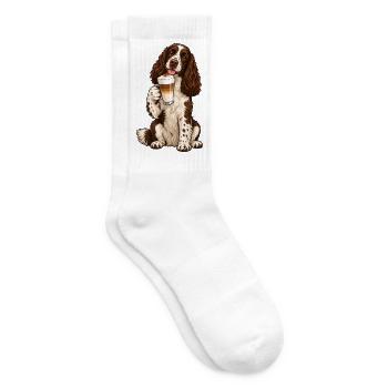 Englischer Springer Spaniel mit Latte Macchiato - Tennissocken - Weiß - Rechts