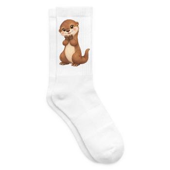 Otter – süßer stehender Fischotter - Tennissocken - Weiß - Rechts