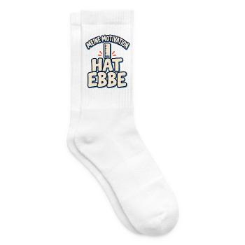 Meine Motivation hat Ebbe – Küstenhumor - Tennissocken - Weiß - Rechts