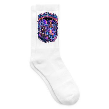 FLÜSSIGES UNIVERSUM | Neon Horizonte - Tennissocken - Weiß - Rechts