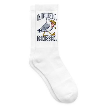 Ich teile gern – dein Essen – Möwe - Tennissocken - Weiß - Rechts