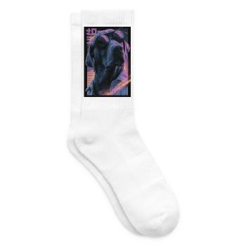Neon-Vaporwave Hund - Tennissocken - Weiß - Rechts