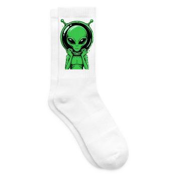  Grüner Alien Außerirdischer Science Fiction - Tennissocken - Weiß - Rechts