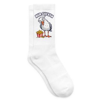 Nur gucken – Möwe mit Pommes - Tennissocken - Weiß - Rechts