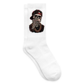 Schädel-Hustler mit roter Kappe - Tennissocken - Weiß - Rechts