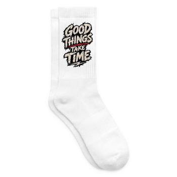 Good Things Take Time Poster - Tennissocken - Weiß - Rechts