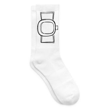 Pulsuhr handgezeichnet - Tennissocken - Weiß - Rechts