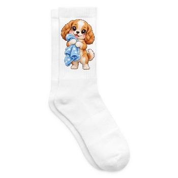 Kawaii-Hund mit seiner Decke - Tennissocken - Weiß - Rechts