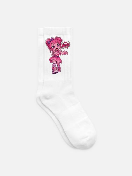 Kawaii Pink Zombie – Herzen! - Tennissocken - Weiß