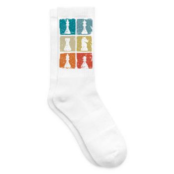 Retro Schachfiguren Für Schachspieler Schachbrett - Tennissocken - Weiß - Rechts