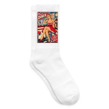 Rockabilly Pin Up: Life is Better at the Diner - Tennissocken - Weiß - Rechts
