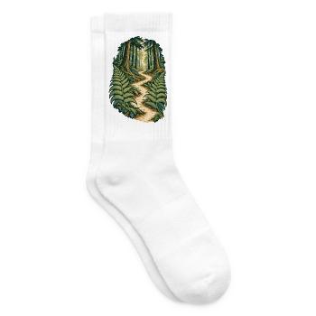 Farngesäumter Weg durch einen ruhigen Wald - Tennissocken - Weiß - Rechts