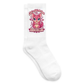 Just a Girl Who Loves Armadillos  Pink Valentine - Tennissocken - Weiß - Rechts