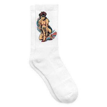 Old School Pin-Up: Rockabilly Tattoo Design - Tennissocken - Weiß - Rechts