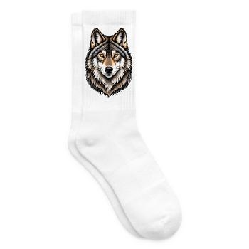 Majestätisches Wolfsporträt – Wilde Natur - Tennissocken - Weiß - Rechts