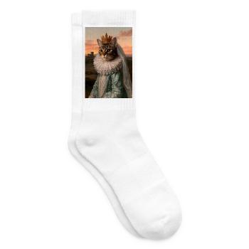 Königliches Katzenkönigin-Porträt - Tennissocken - Weiß - Rechts