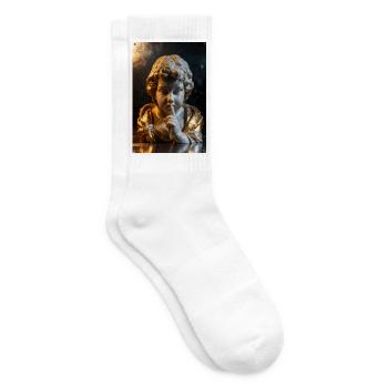 Flüsternder Cherub im goldenen Schein - Tennissocken - Weiß - Rechts