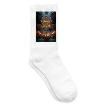 Goldener Buddha in der Heiligen Halle - Tennissocken - Weiß - Rechts