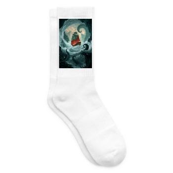 Karmesinrotes Gefäß gegen Krakens Kielwasser - Tennissocken - Weiß - Rechts
