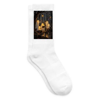 Laternengeister lesen im Mitternachtswald - Tennissocken - Weiß - Rechts