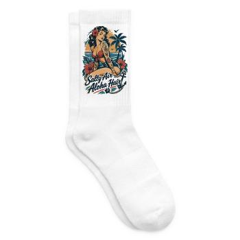 Salty Air Aloha Hair Pin-Up im Sailor Jerry Stil - Tennissocken - Weiß - Rechts