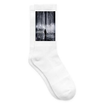 Leuchtende Lichtfall-Silhouette - Tennissocken - Weiß - Rechts