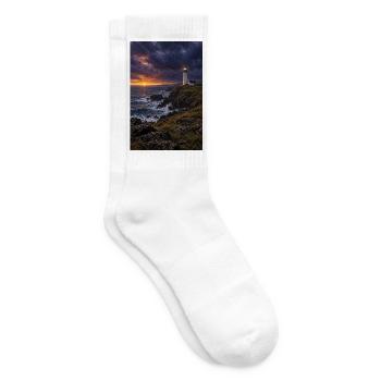 Dusk Lighthouse an der Rocky Coast - Tennissocken - Weiß - Rechts