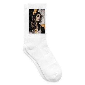 Gute Dinge brauchen Zeit Porträt - Tennissocken - Weiß - Rechts