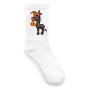 Süßer Halloween Esel mit Kürbis - Tennissocken - Weiß - Rechts