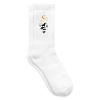 Mondnacht Wolf am Fluss - Tennissocken - Weiß - Rechts