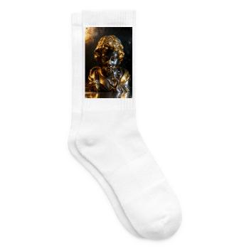 Goldene Shush-Cherub-Büste - Tennissocken - Weiß - Rechts