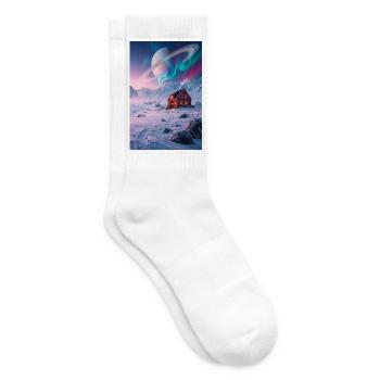 Aurora-Hütte unter dem Ringplaneten - Tennissocken - Weiß - Rechts