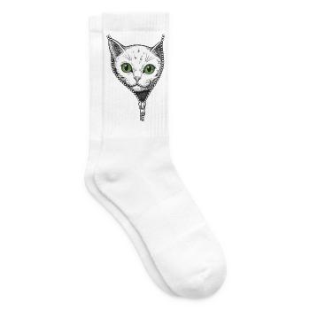 Kätzchen, das hinter einem offenen Sweatshirt hervorschaut - Tennissocken - Weiß - Rechts