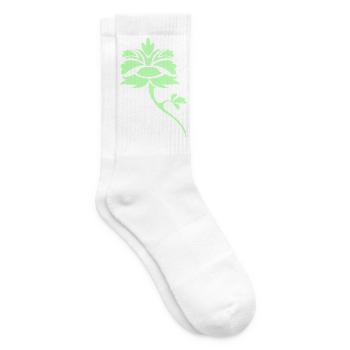 Lichtgrünes Blattornament-Blüte - Tennissocken - Weiß - Rechts